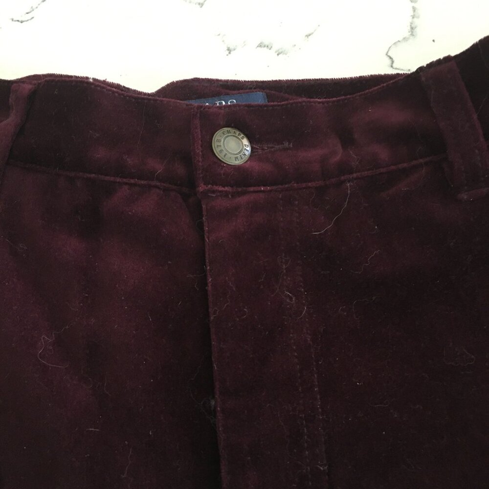 Chaps Burgundy Pantsuit with Gold Bow - Picture 4 of 6